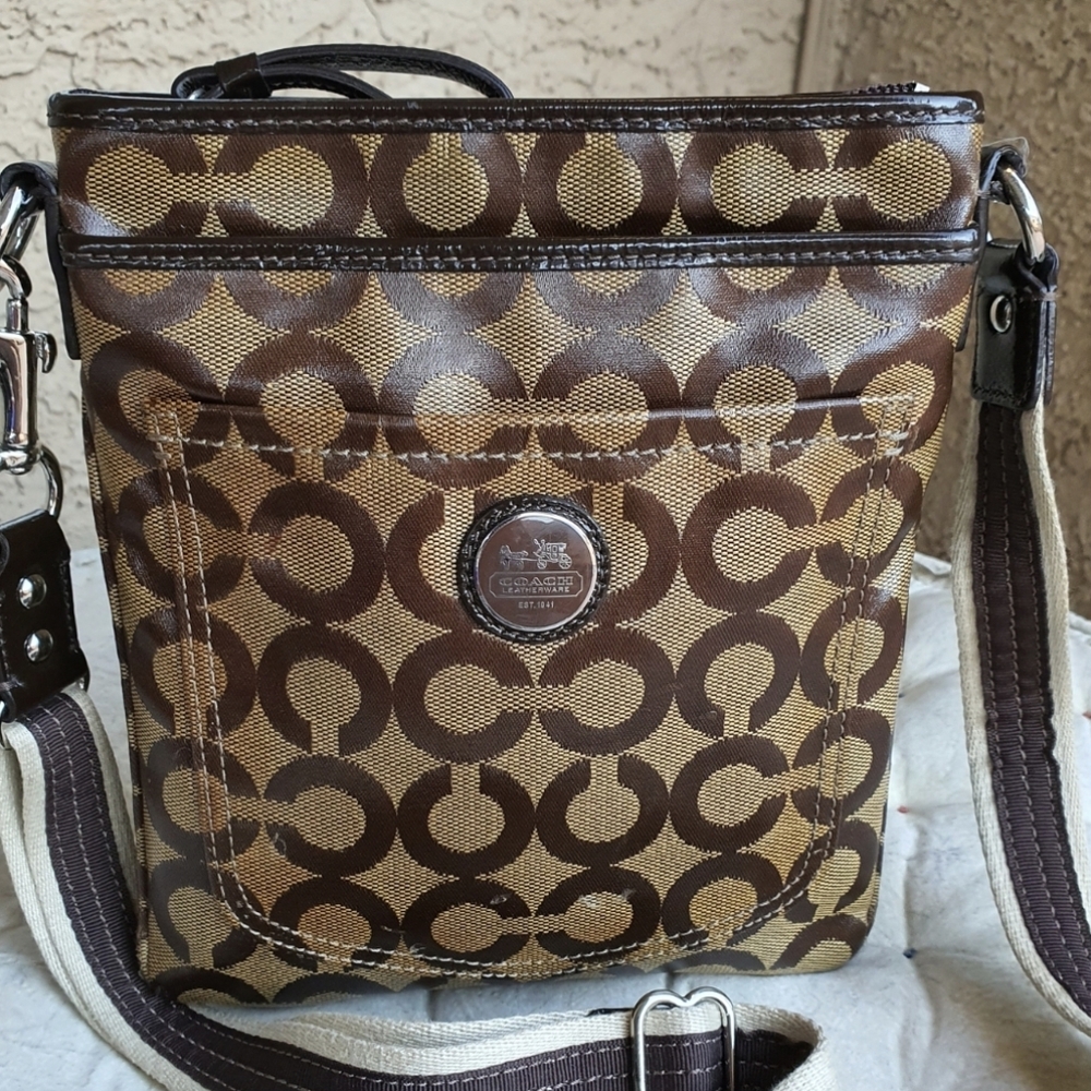 Coach Brown and Tan Crossbody Bag